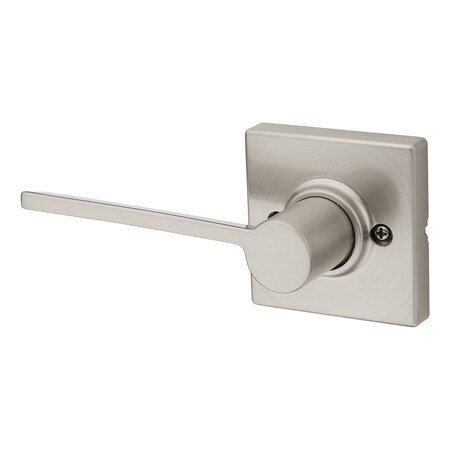 Kwikset Left Hand Ladera Lever with Square Rose Half Dummy Satin Nickel Finish 488LRLSQTLH-15